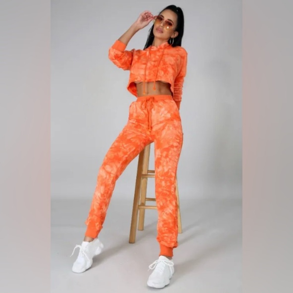Orange Tie-Dye Women's Jogger Set